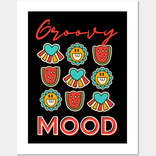 Black Colorful Cute Funky Sticker Groovy Mood Posters and Art